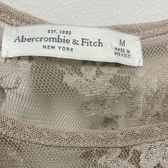 Abercrombie & Fitch Lace Detail Blouse in Taupe - Picture 2 of 4